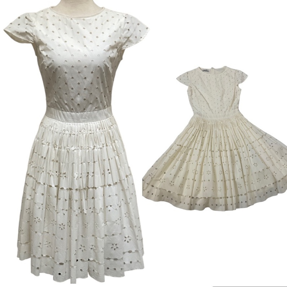 Moschino Cheap and Chic Laser Cut Cap Sleeve Dress in White